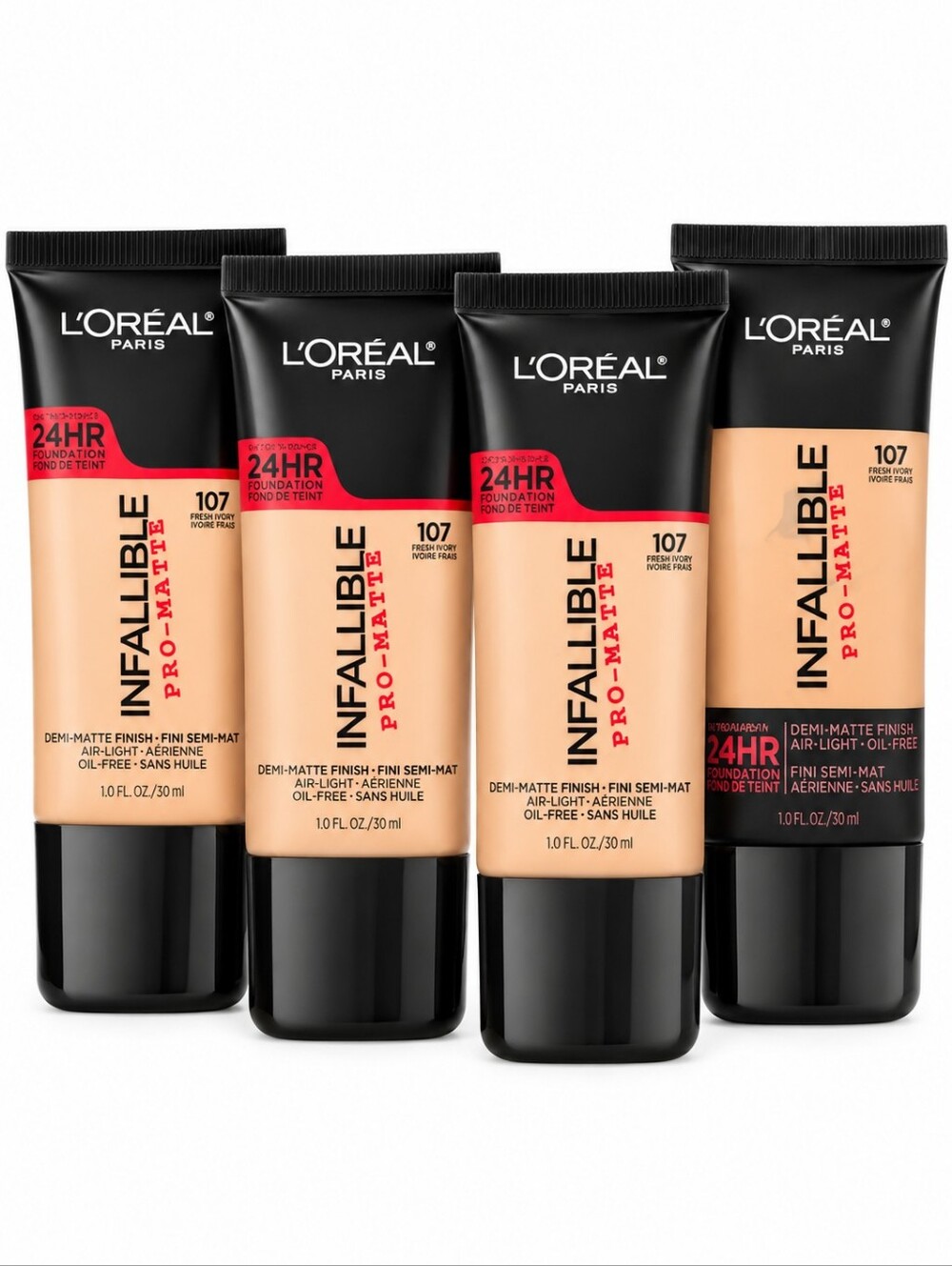 4 x L'oreal Infallible Pro-Matte Foundation, 107 Fresh Beige